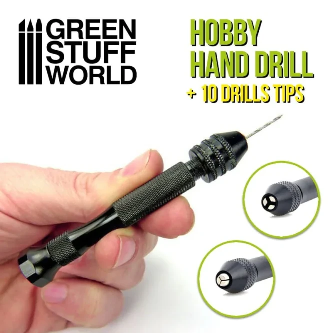 Hand Drill with 10x Drill bits BLACK