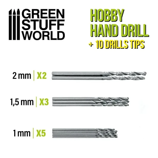 Hand Drill with 10x Drill bits BLACK