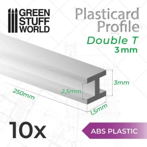 ABS Plasticard - Profile DOUBLE-T 3 mm