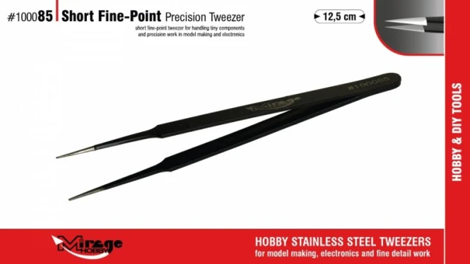 100085 Short Fine-Point Precision Tweezer (12,5 cm