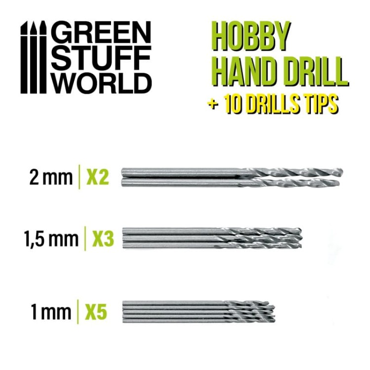 Hand Drill with 10x Drill bits BLACK