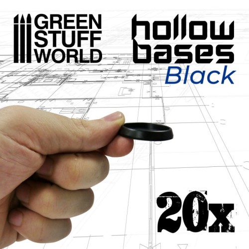 Hollow Plastic Bases - BLACK 32mm (20 szt.)