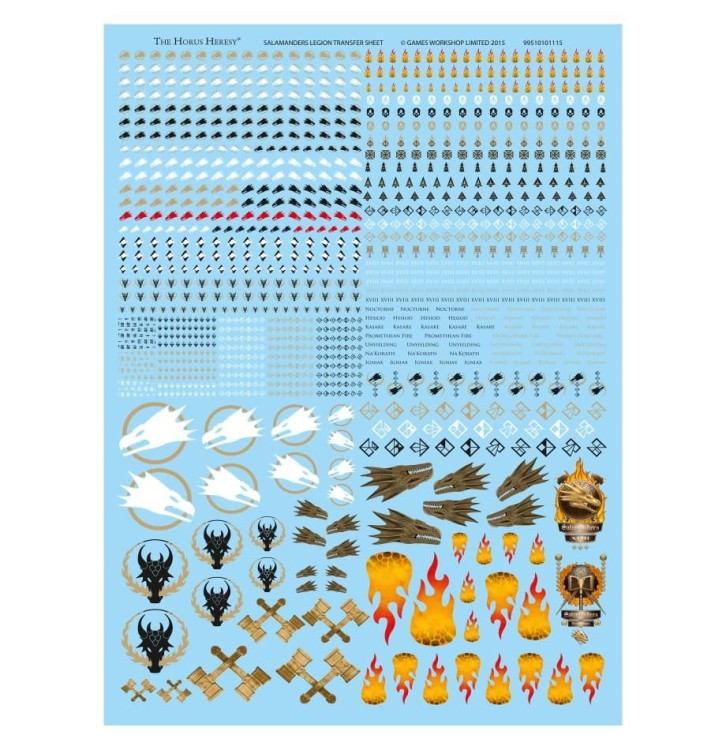Salamanders  Legion Transfer Sheet