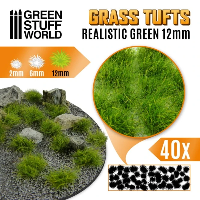 GREEN STUFF WORLD GRASS TUFTS Realistic Green 12mm