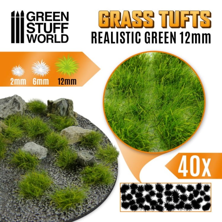 GREEN STUFF WORLD GRASS TUFTS Realistic Green 12mm