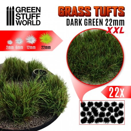Green Stuff World Grass Tufts Dark Green 22mm