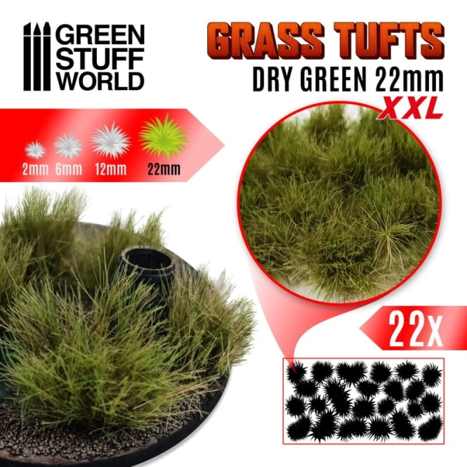 Green Stuff World Grass Tufts Dry Green 22mm