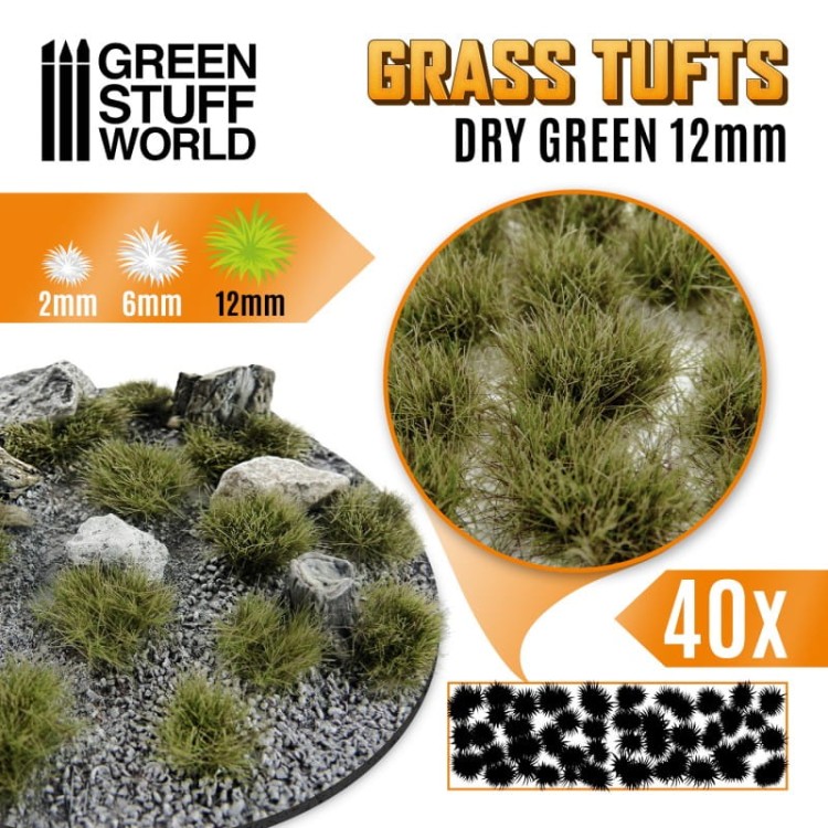 Green Stuff World Grass Tufts Dry Green 12mm