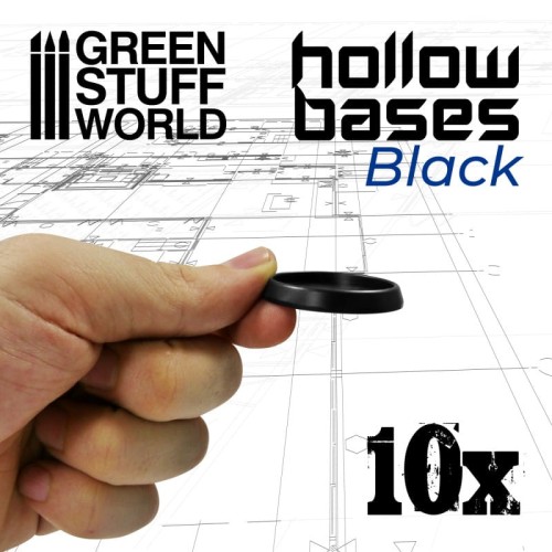 Hollow Plastic Bases - BLACK 40mm (10 podstawek)
