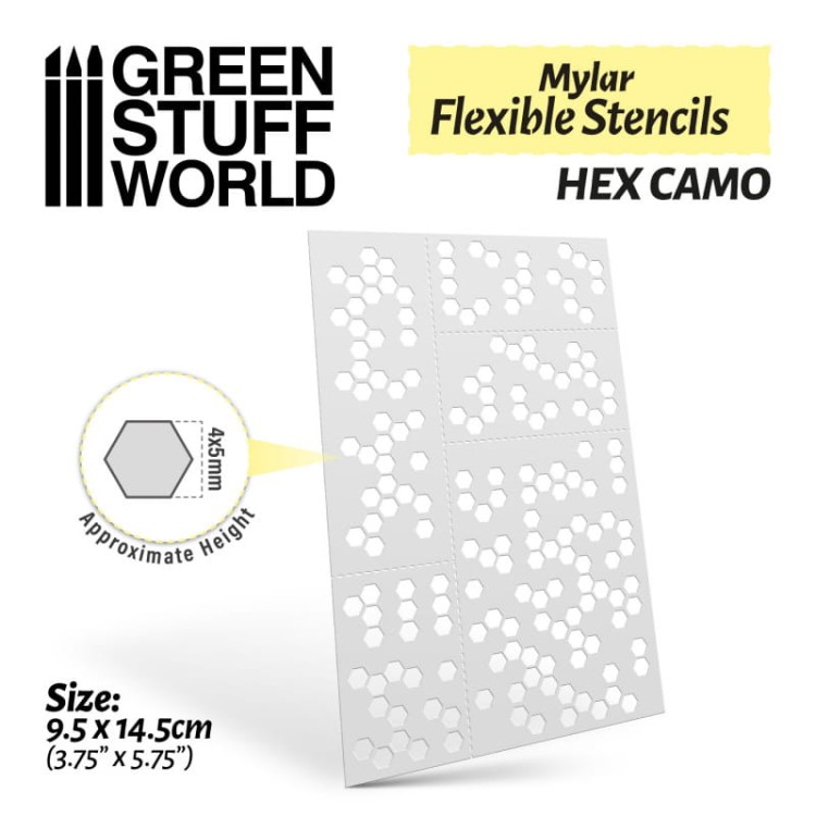 Mylar Flexible Stencils HEX CAMO