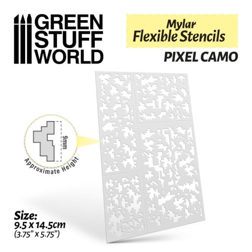 Mylar Flexible Stencils - Pixel CAMO (9mm aprox.)