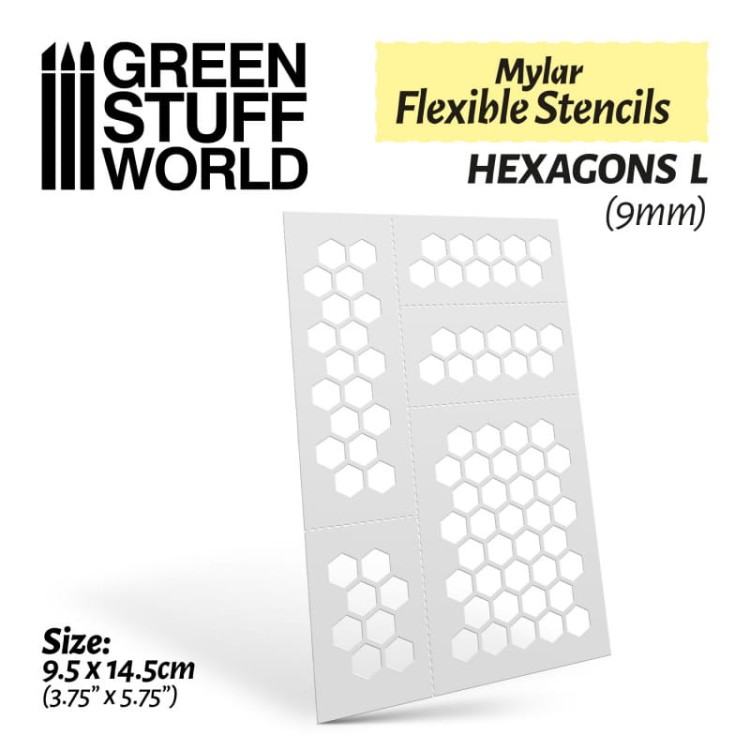 Mylar Flexible Stencils - HEXAGONS L (9mm)