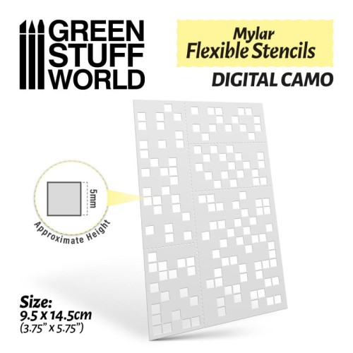 Mylar Flexible Stencils - DIGITAL CAMO (5mm)