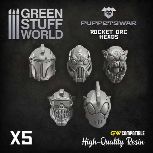 Orc Heads 2 Rocket odlew żywiczny Puppetswar