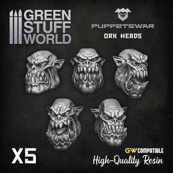 Orc Heads odlew żywiczny Puppetswar