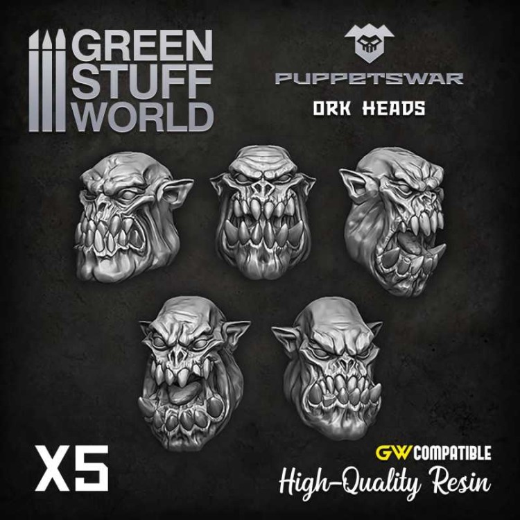 Orc Heads odlew żywiczny Puppetswar
