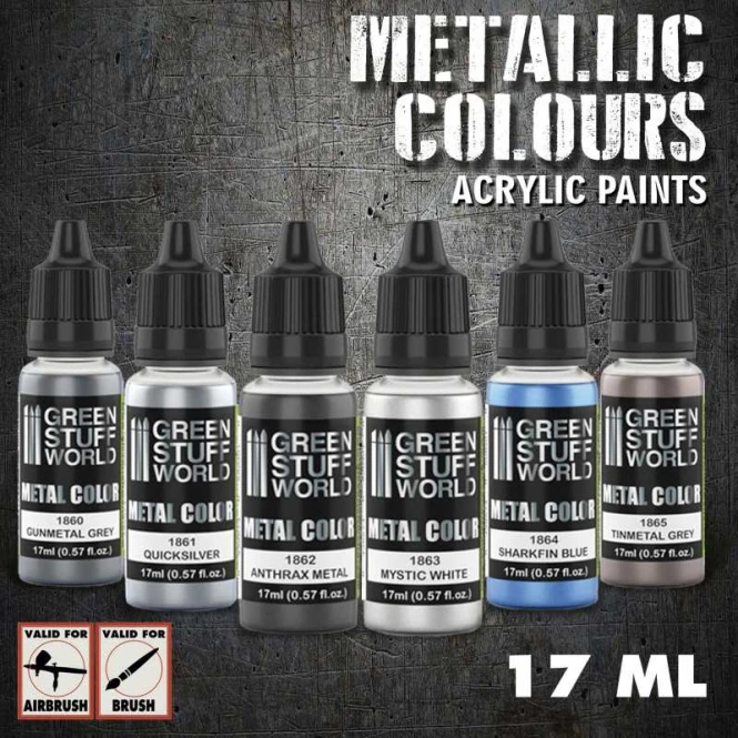 Green Stuff World Metallic Paint Set- Silver