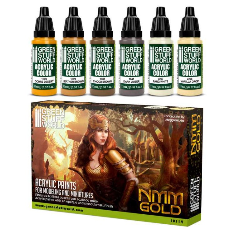 Green Stuff World Paint Set - NMM Gold