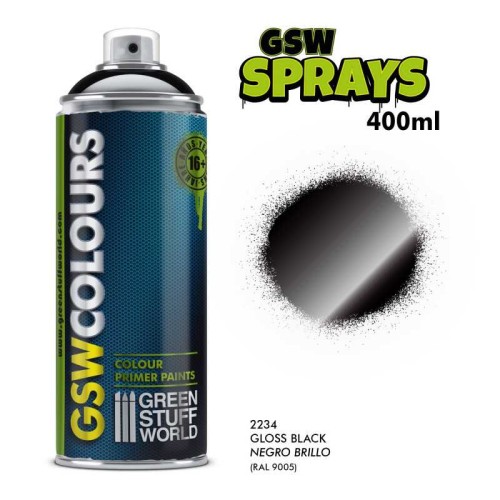 Spray Primer Colour Gloss Black 400ml