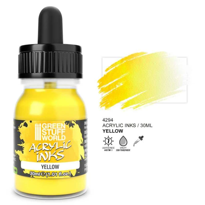Acrylic Inks SEMI-Opaque - YELLOW 30 ml