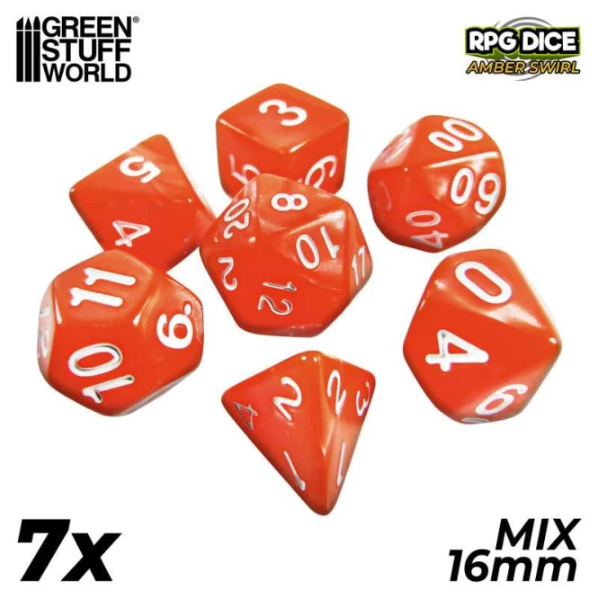 7x Mix 16mm Dice - Orange