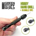 Hand Drill with 10x Drill bits BLACK