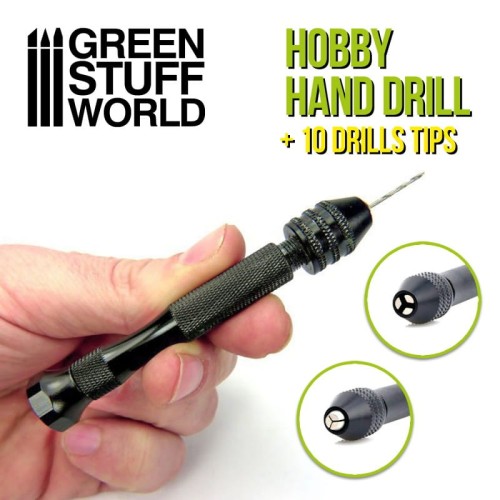 Hand Drill with 10x Drill bits BLACK