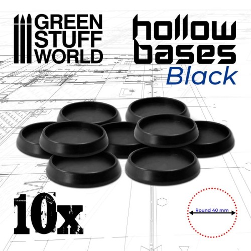 Hollow Plastic Bases - BLACK 40mm (10 podstawek)