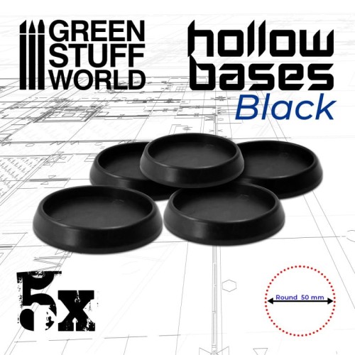 Hollow Plastic Bases - BLACK 50mm ( 5 podstawek)