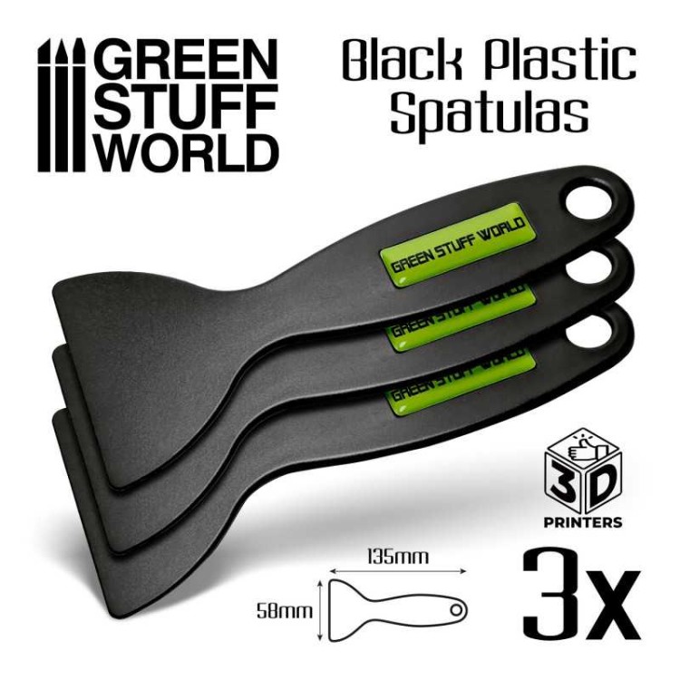 Czarne plastikowe szpatułki - drukarka 3D