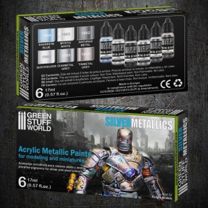 Green Stuff World Metallic Paint Set- Silver