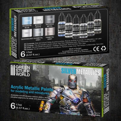 Green Stuff World Metallic Paint Set- Silver