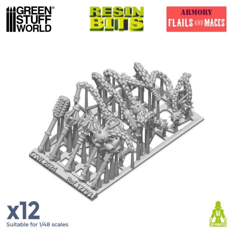 3D printed set - Flails and Maces