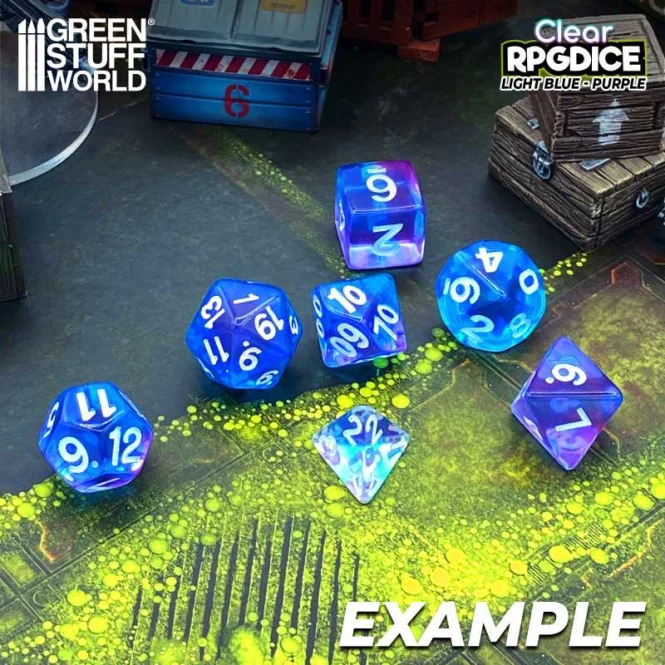7x Mix 16mm Dice - Light Blue - Purple