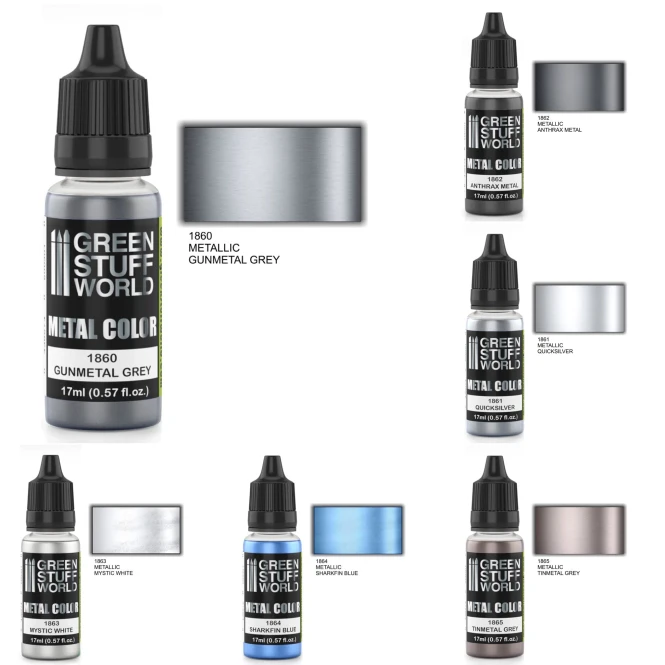 Green Stuff World Metallic Paint Set- Silver