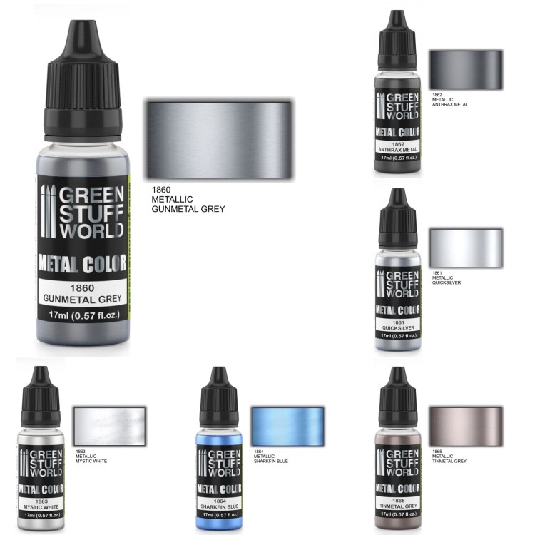 Green Stuff World Metallic Paint Set- Silver