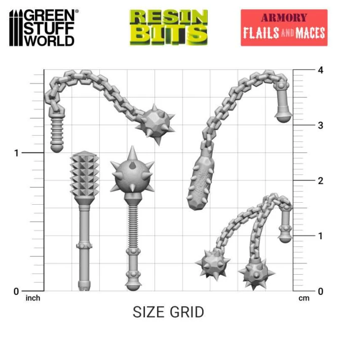 3D printed set - Flails and Maces