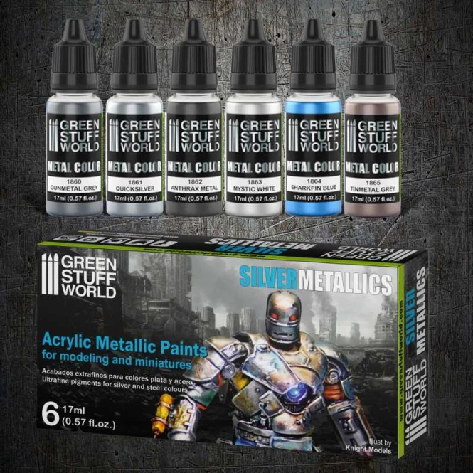 Green Stuff World Metallic Paint Set- Silver