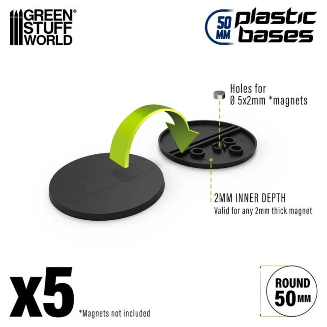 Plastic Bases - Round 50 mm BLACK