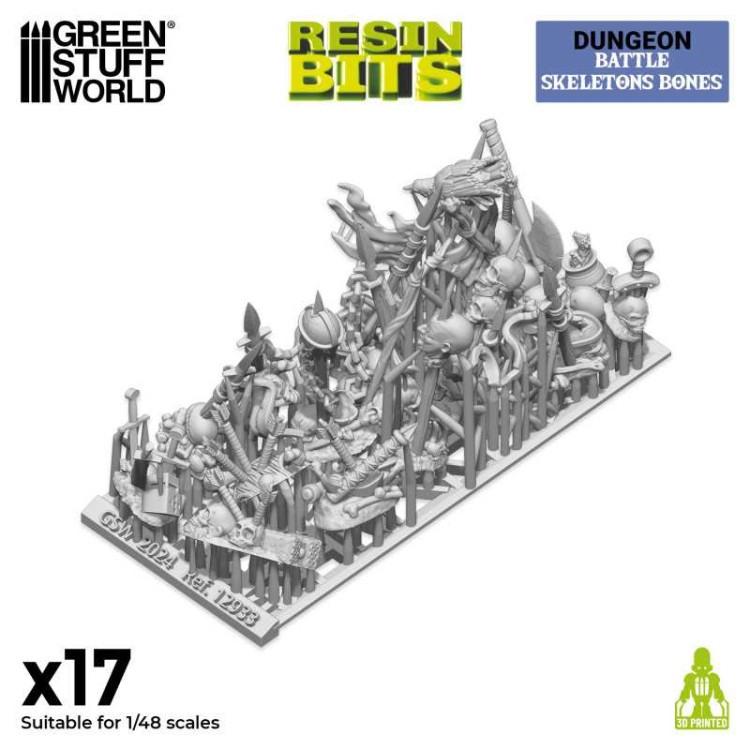 3D printed set - Battle Skeleton Bones 1:48
