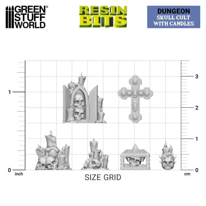 3D printed set - Skull Cult with candles 1:48