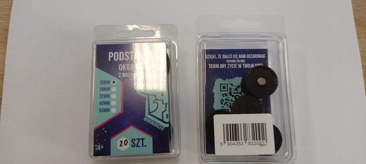 Podstawka okrągła  z Magnesem 25mm 20 szt.