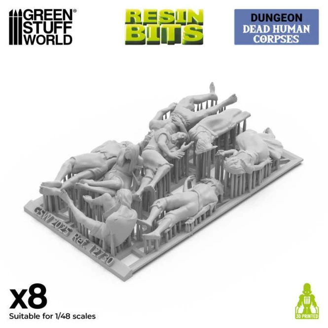3D Printed - Dungeons & Fantasy - Dead Human Corpses 1:48