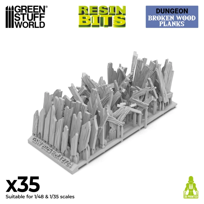 3D Printed  Broken Wood Planks 1:48-1:35