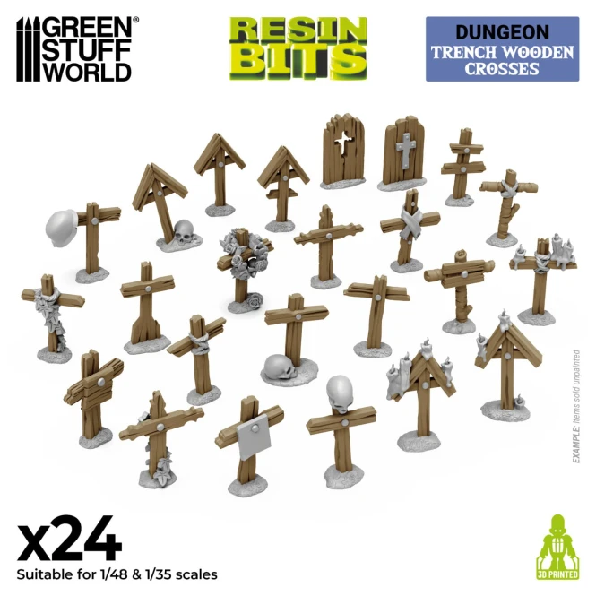 3D Printed -  Trench Wooden Crosses 1:48-1:35