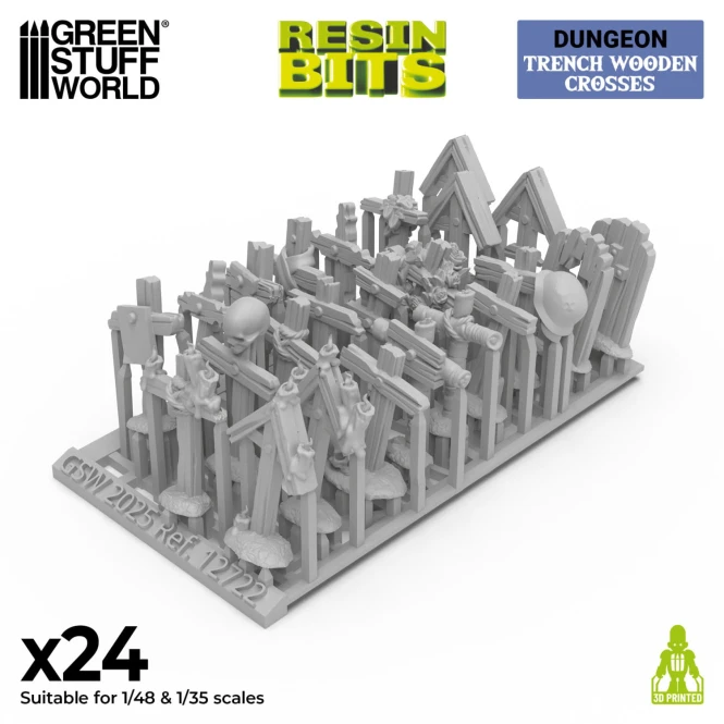 3D Printed -  Trench Wooden Crosses 1:48-1:35