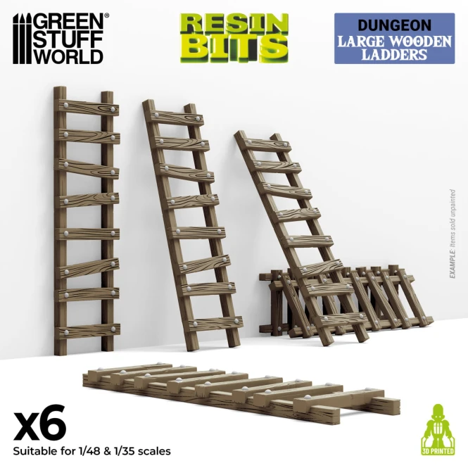 3D Printed -  Large Wooden Ladders 1:48-1:35