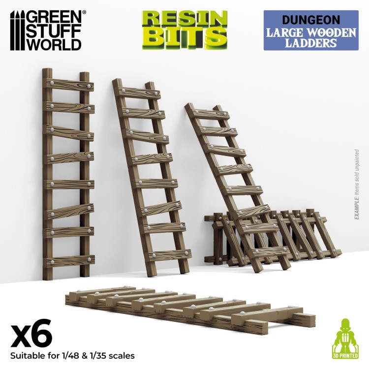 3D Printed -  Large Wooden Ladders 1:48-1:35