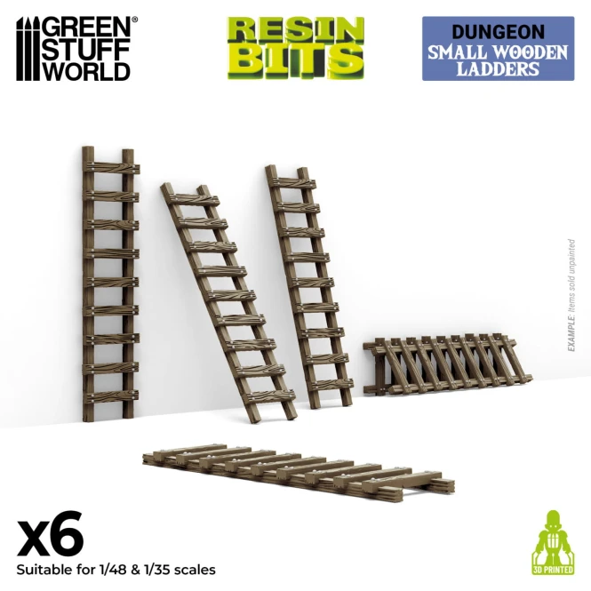 3D Printed -  Small Wooden Ladders 1:48-1:35