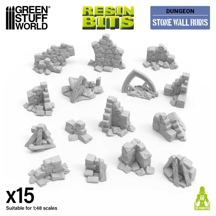 Stone wall ruins 1:48